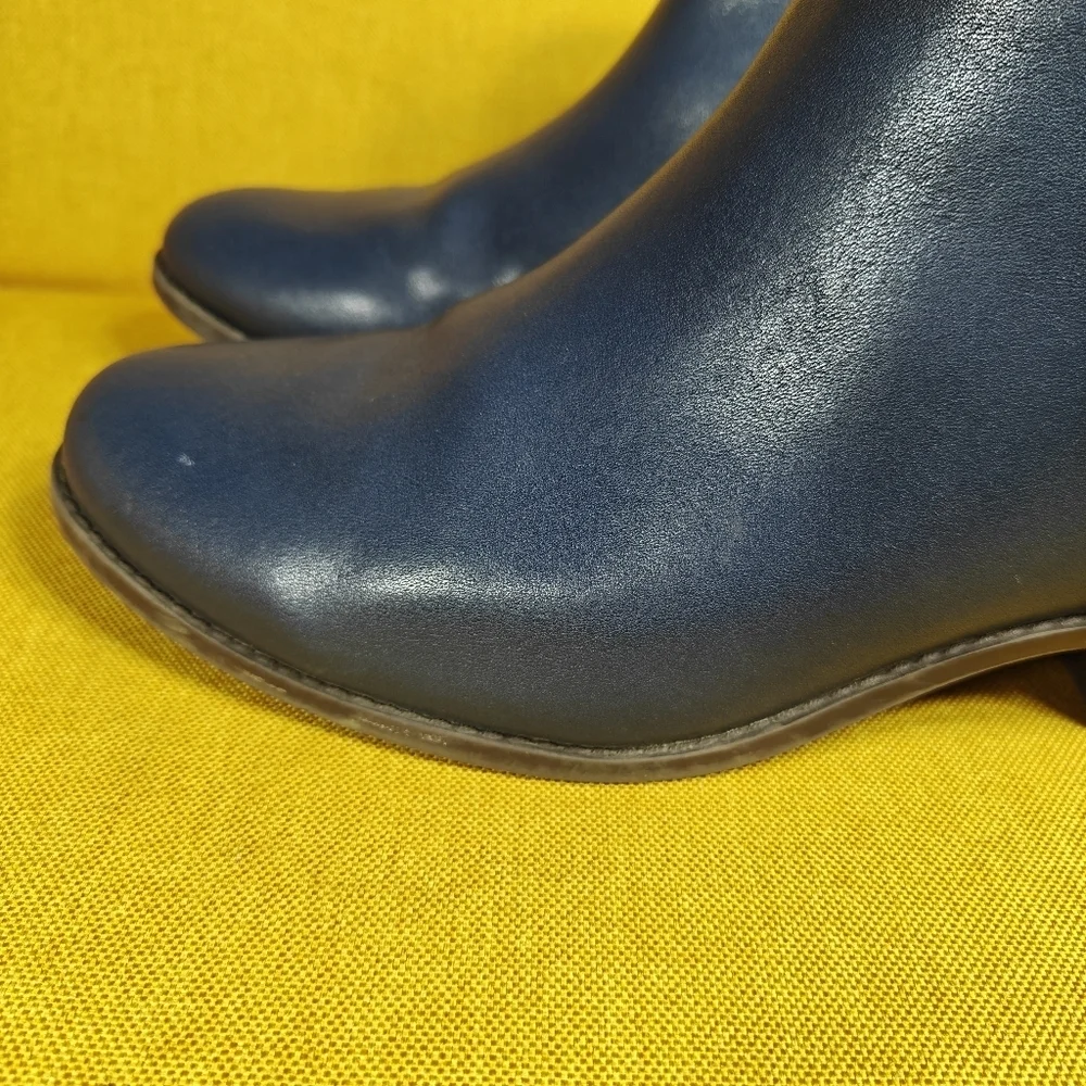 VIONIC Millie Zipper Navy Leather Ankle Comfort Boot Buckle Women's Shoe Sz 9.5